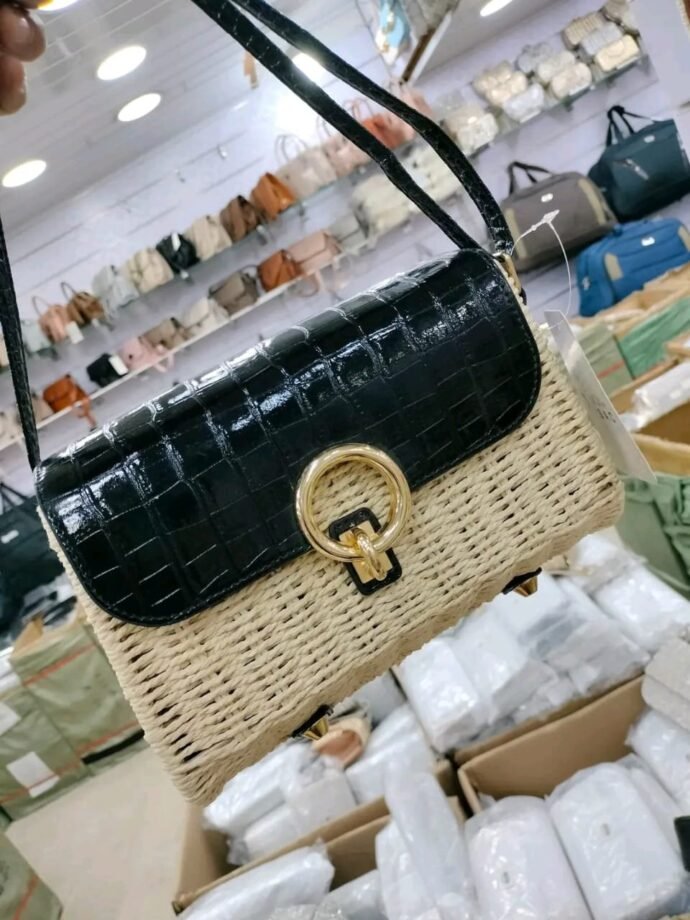 ⁦Sac en paille colorblock⁩ - الصورة ⁦3⁩