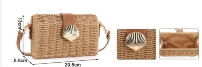 ⁦sac en paille coquillages⁩ - الصورة ⁦3⁩