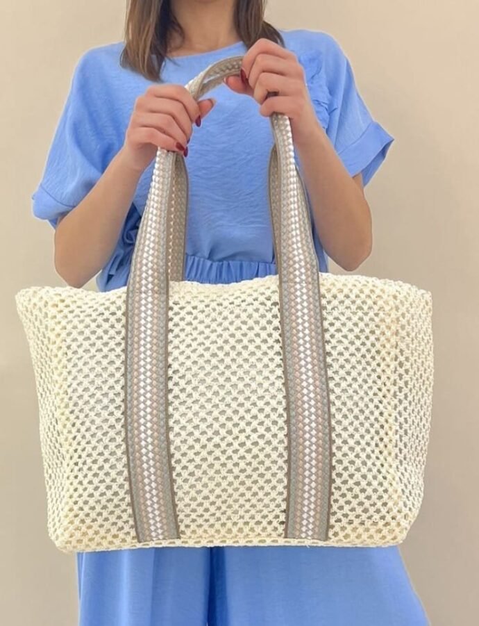 ⁦Sac de plage en tissu tressé⁩ - الصورة ⁦3⁩